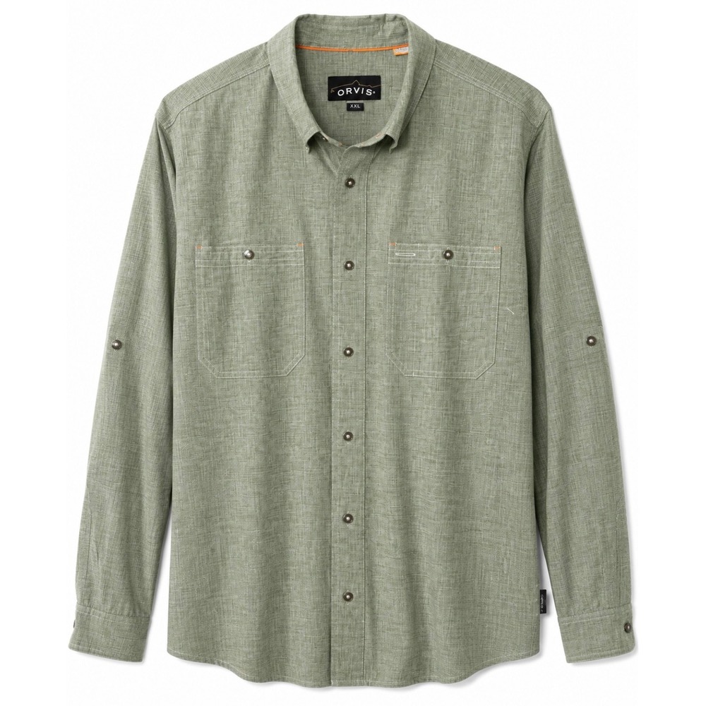 Orvis Men's XXL Button Front Fishing Shirt Olive Green LS Outdoor Hiking NWOT